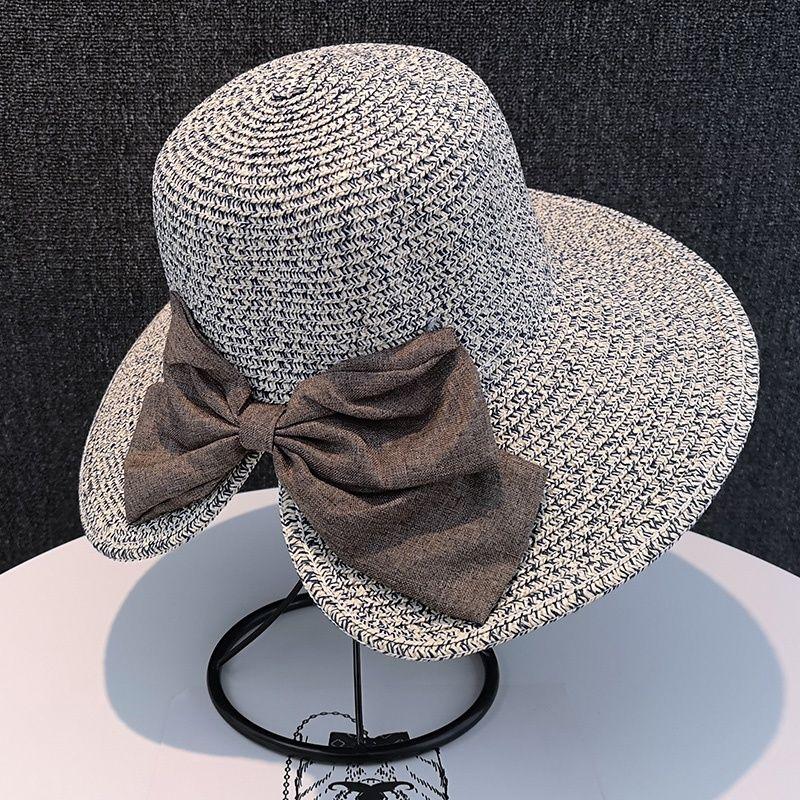 Bowknot Bucket Hat Casual Stylish Sun Protection Fisherman Cap Straw Beach Hats for Women