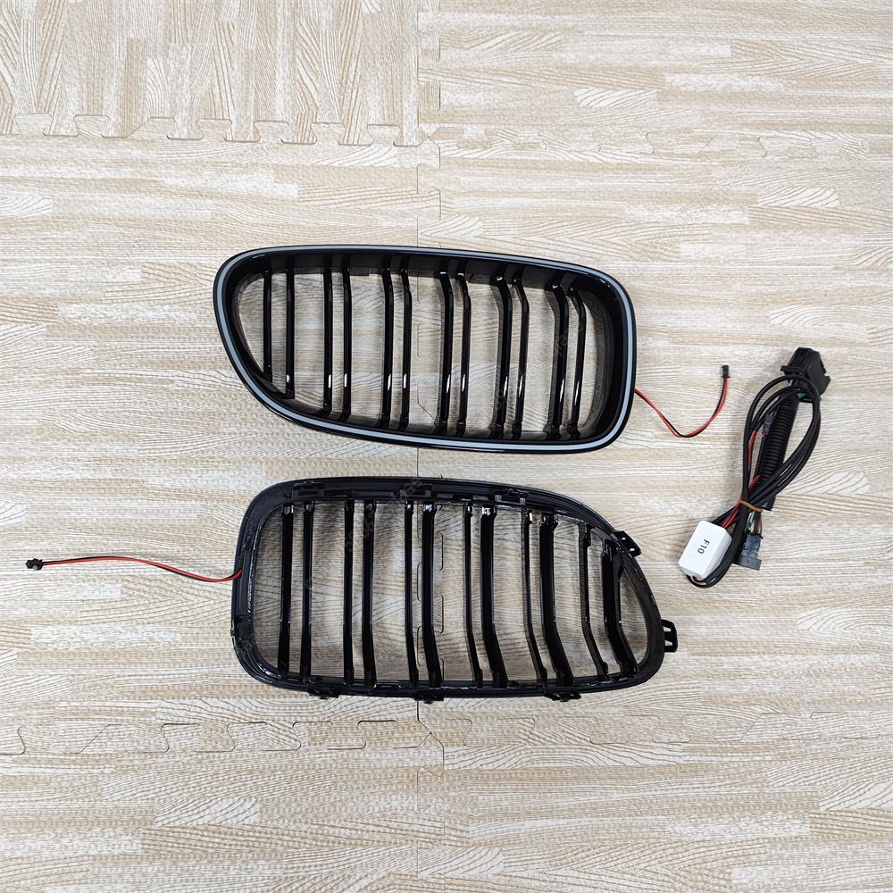 Car Double Line Front Luminous Grille Led Light Racing Grille For BMW 5 Series F10 F11 F18 2010-2017 ABS Black Body Kits Tuning