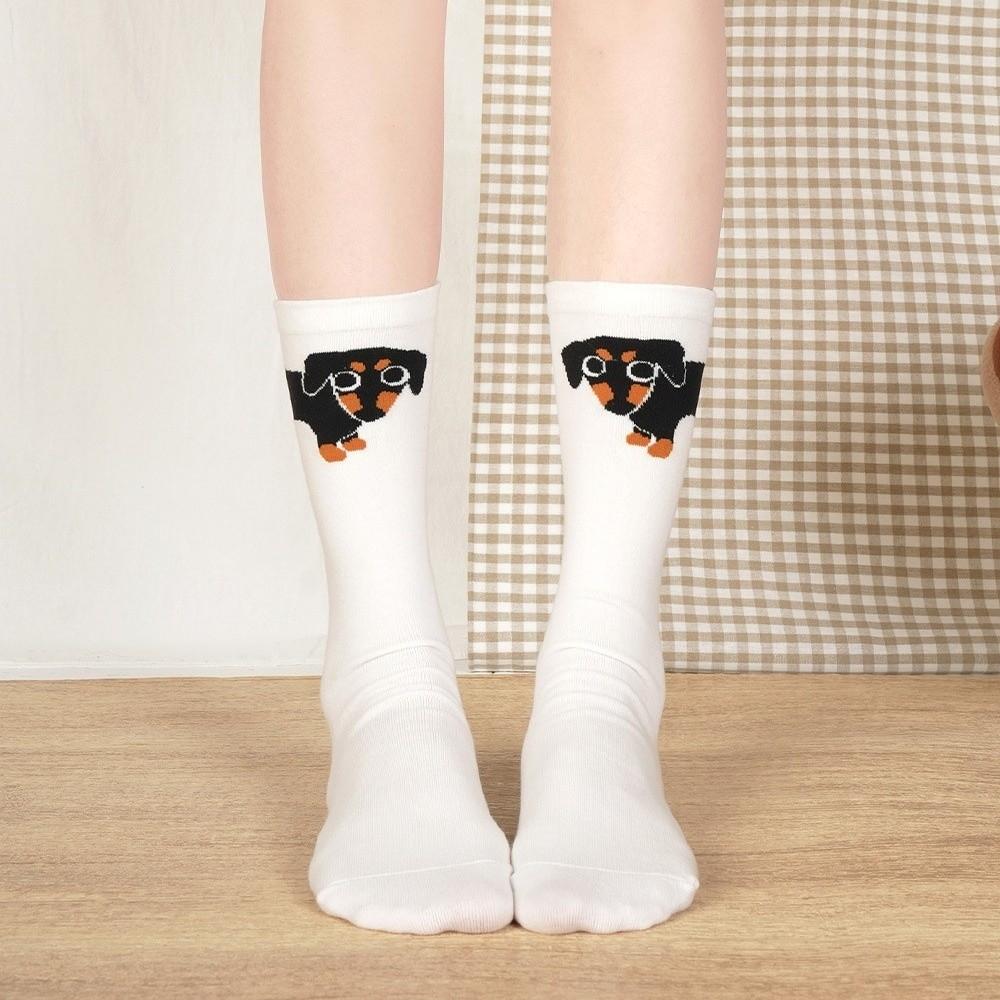 Soft Husky Dog Socks Breathable Dachshund Socks Whimsical Puppy Eggs Socks All Seasons