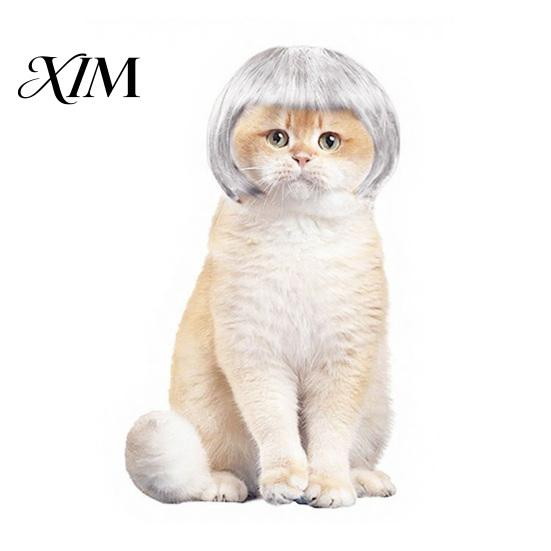 Small Pet Party Accessory Bob Wig, Funny Cat Wig with Adjustable Elastic Band, Soft Breathable Strap Headpiece Mesh, Cute Cosplay for Dogs And