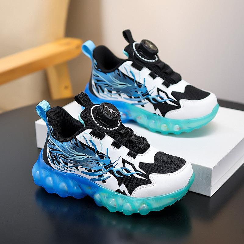 Дышащие спортивные кроссовки для мальчиков Осень 2025 с вращающейся пряжкой для бега