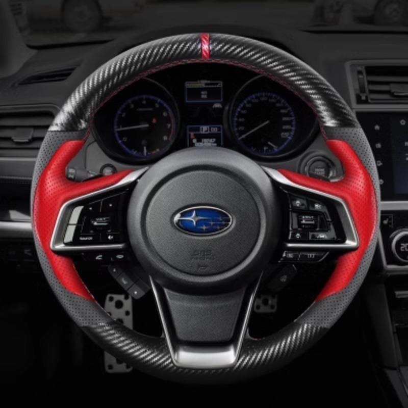 Hand-Stitch Sports Style Carbon Fider Steering Wheel Cover for Subaru Forester Ascent Crosstrek Legacy Outback Impreza -2024