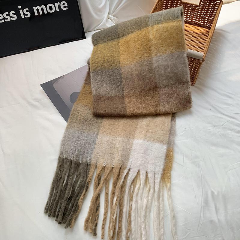 Knitted Scarf Thickened Warm Scarf Women's Winter High-end Warm Scarf Scarf Shawl