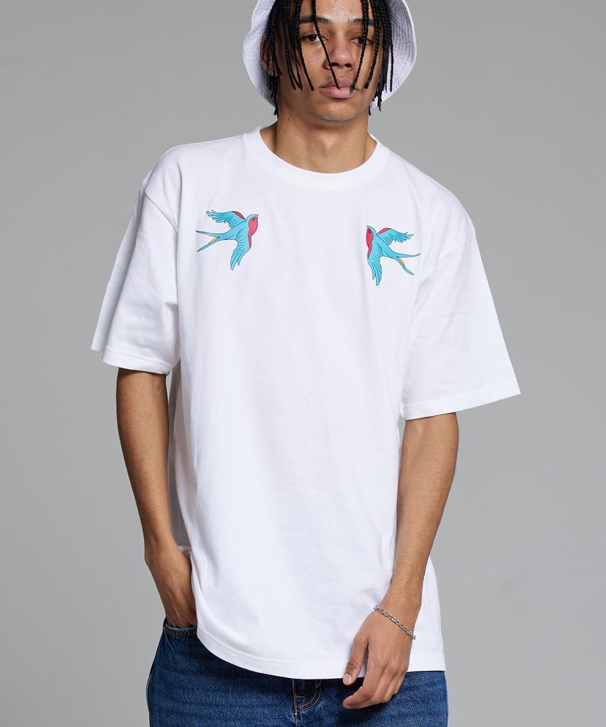 CREAM SODA LAB Swallow Twin Short Sleeve Tee White
