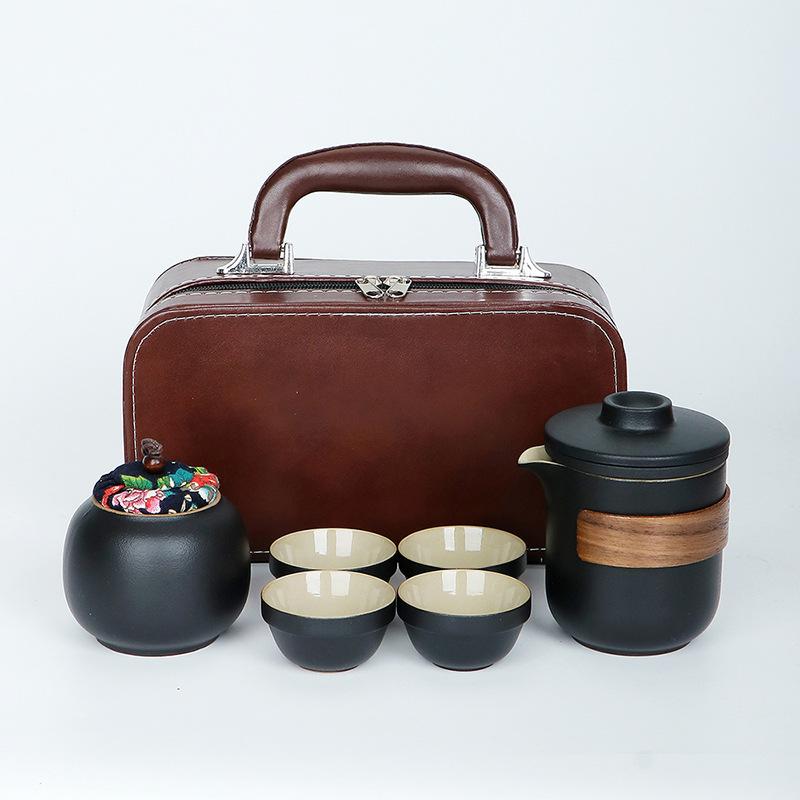 Travel Kung Fu Tea Set Small Set Portable Kuaike Cup One Pot Four Cups Outdoor Tea Pot Tea Cup Gifts