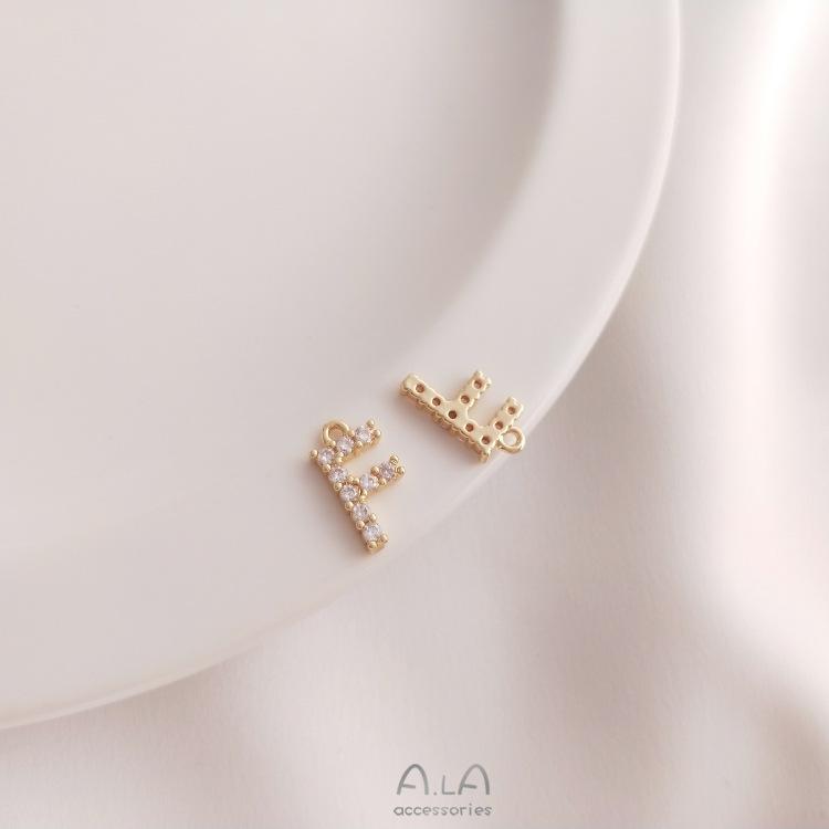 14K Gold Plated Zircon Alphabet Pendant for DIY Jewelry Accessories