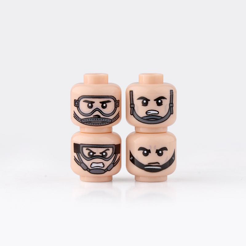 MOC городские аксессуары, строительные блоки, военные минифигурки раненых спецназа, блок с головами лица, военные фигурки солдат, детали блоков