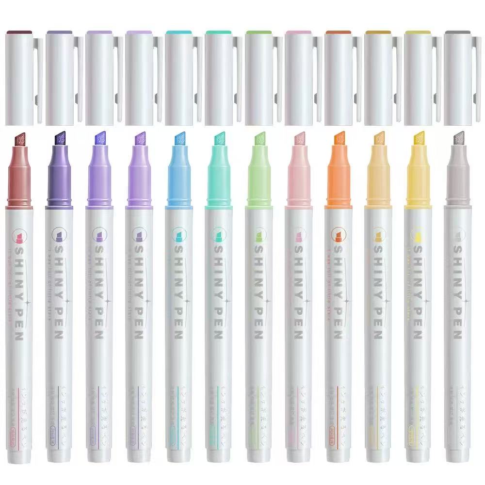 4 Colors Kawaii Glitter Highlighter Pen Pastel Chisel Pastel Highlighter Marker Scrapbook Painted Stationery School Supplies