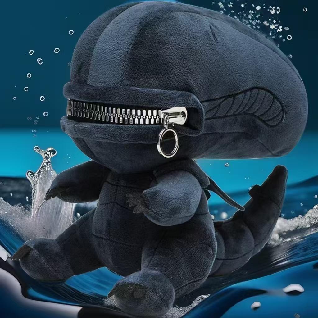 Alien Xenomorph Zipper Mouth Plush Toy Soft Stuffed Animal Cool Gift For Boys Girls Room Decoration