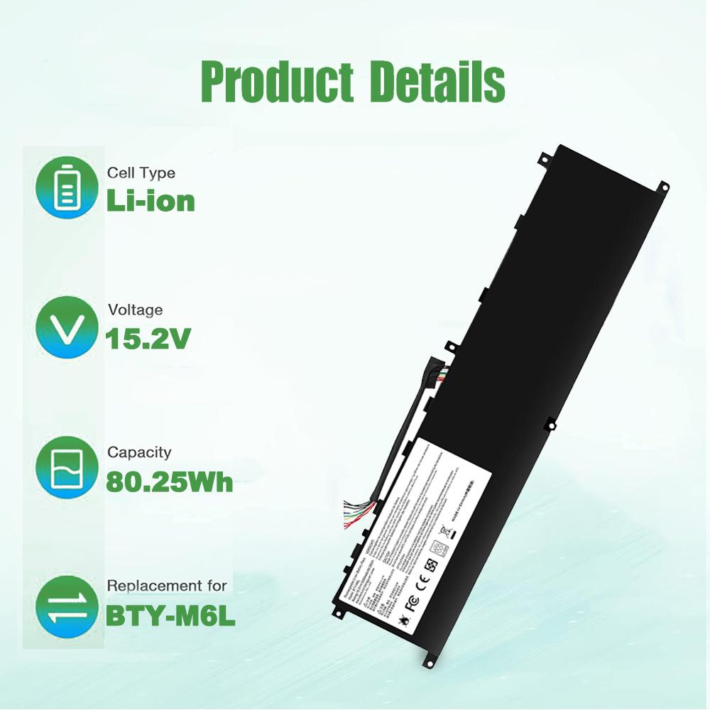 SKOWER BTY-M6L Battery for MSI GS60 MS-16Q2 MS-16Q3 GS65 GS75 Stealth Thin 8SG 8SF 9SD 9SE 9SF 9SG P65 P75 Creator PS63 Modern