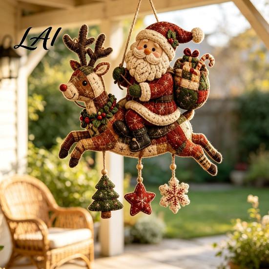 Festive Fabric Decoration Set DIY Quilted Christmas Wind Chime Kit Handmade Patchwork Sewing Craft for Stitch Hanging Decor Adults Winter