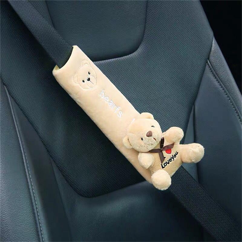 Soft Puppy Seatbelt Cover Animal Auto Seat Belts Covers Plush Shoulder Car Seat Cover Pink Cat