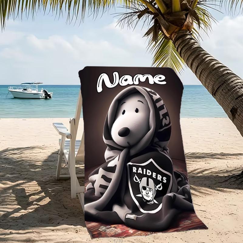Customizable personalized beach towels Las Vegas Raiders themed designs.Suitable for the beach, yoga, sports;ideal as beach accessories