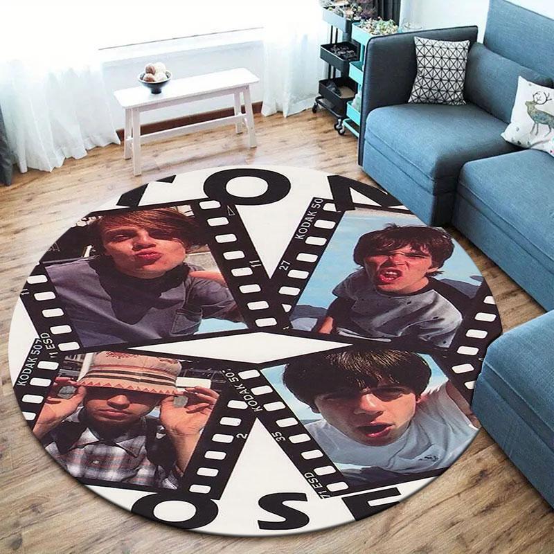The Stone Roses Round Area Rug,Carpet Rug for Living Room Bedroom Sofa Playroom Decor,Non-slip Floor Mat