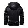Мужская модная однотонная потертая кожаная куртка с капюшоном в винтажном стиле, повседневная куртка с капюшоном и длинными рукавами