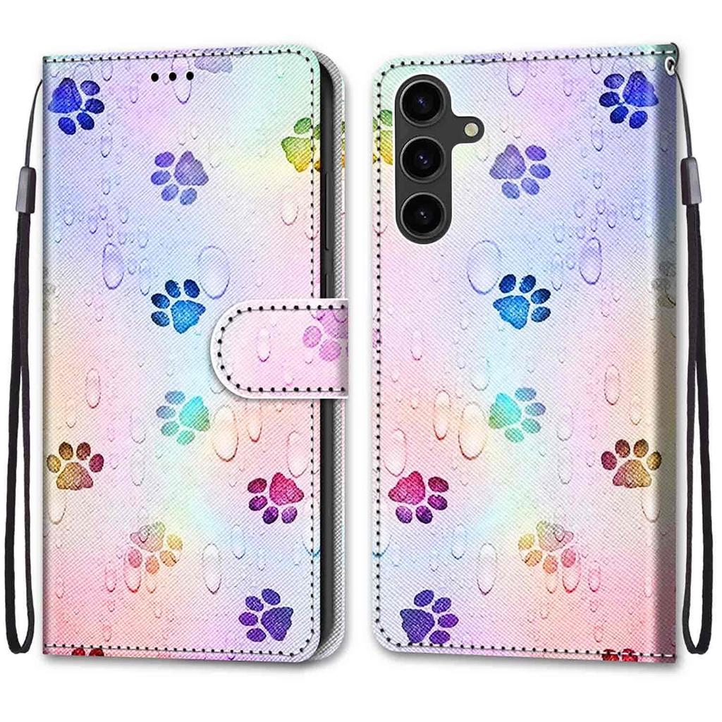 Fashion Painted Pattern Cover Lanyard Flip Leather Case For iPhone Samsung Huawei Honor Xiaomi Redmi OPPO Realme Moto Asus
