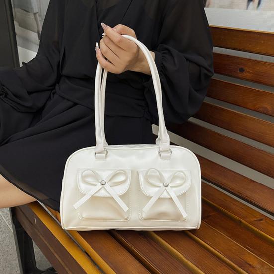 Женская сумка-тоут из искусственной кожи, наплечная сумка с милыми бантиками, водонепроницаемая повседневная сумка для поездок на работу, прогулок по улице, ежедневных дел