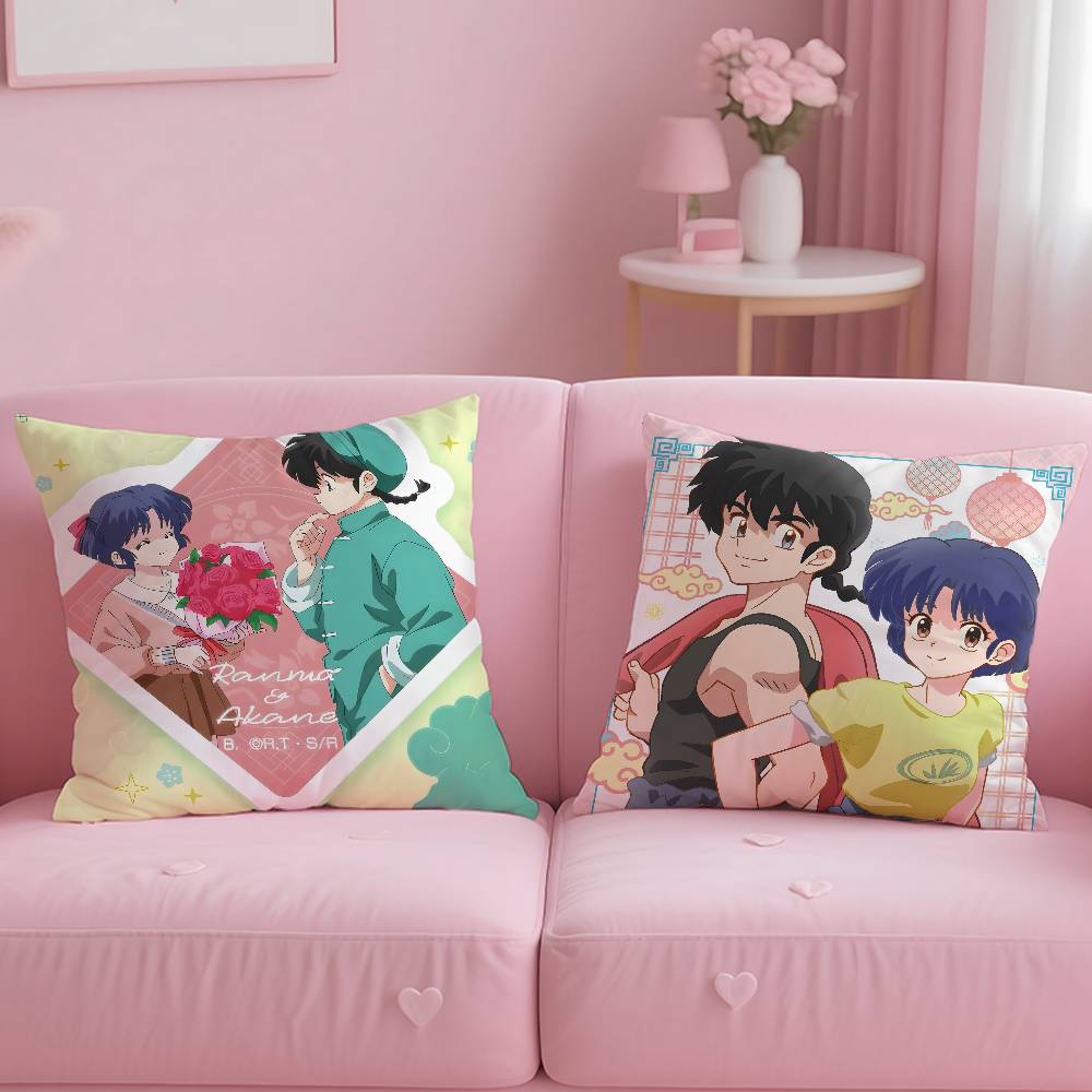 Anime R-Ranma Pillow Case Safe Custom Photo Pillow, Anti-Fade Brushed Fleece Cushion, Maternal & Infant Safe.