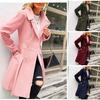 Autumn and Winter Long Woolen Women's Coat Plus Size Double Breasted Coat
