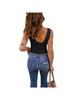 Women's Lace Patchwork Deep V Neck Knitted Vest Sleeveless Summer Cami Tank Top