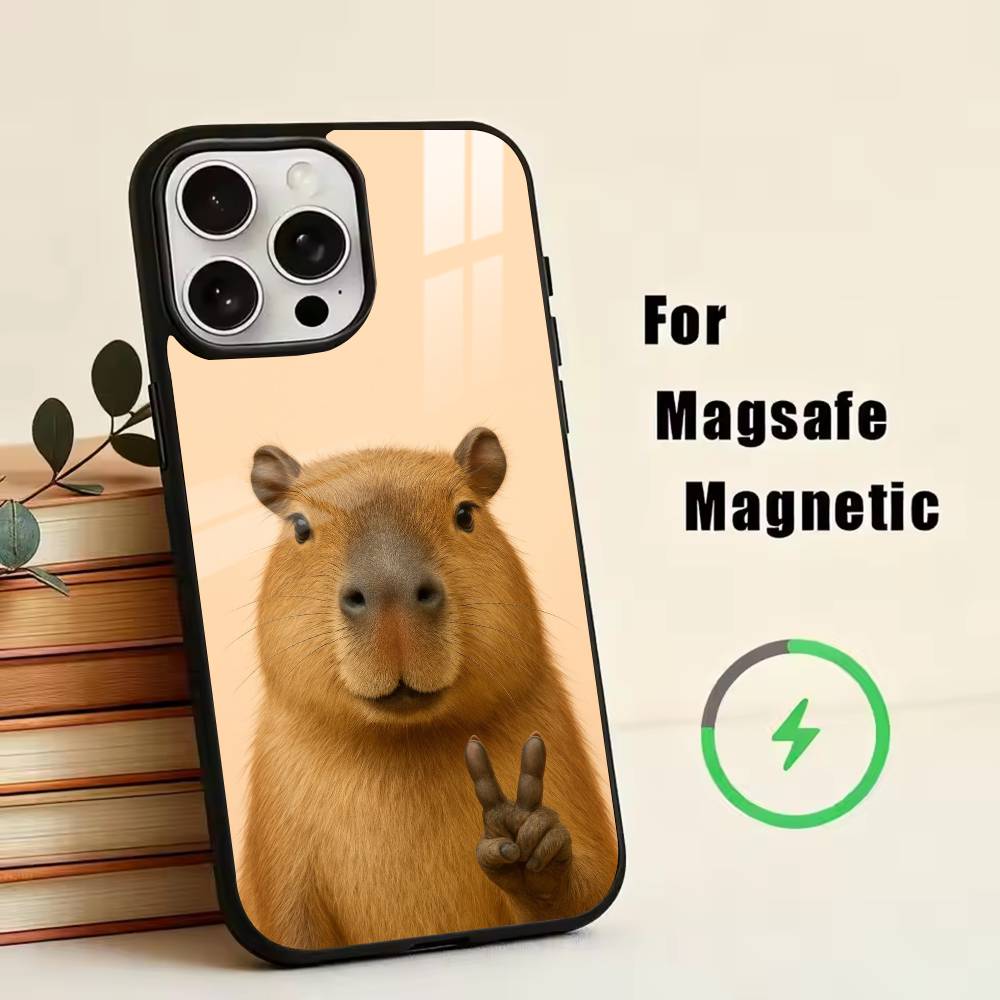Cute-Capybara  Phone Case For iPhone17,16,15,14,13,12,11 Plus,Pro Magnetic with Magsafe Wireless Charging