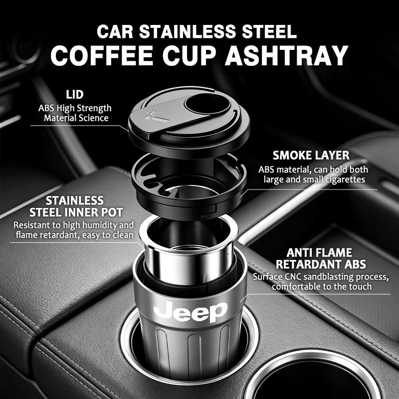 Car Ashtray Cigarette Ash Holds Cup LED Light Automotive Ashtray For Jeep Compass Renegade Cherokee Wrangler JK Patriot Liberty MWGHF1