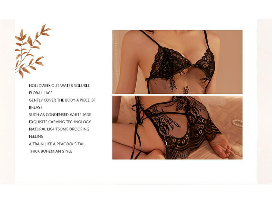 Чувственная ночная сорочка на подвязках из кружева: Соблазнительное кружевное белье с вырезами 646