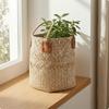Handwoven Seagrass Basket Natural Fiber Woven Storage Basket Uncovered Top Bohemian Style for Planter Cover