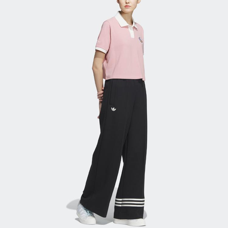 Adidas Рубашка-поло из совместной серии Originals Monkey Kingdom с мультяшным логотипом в стиле пэчворк, женские топы чудесно-фиолетового розового цвета IP1778