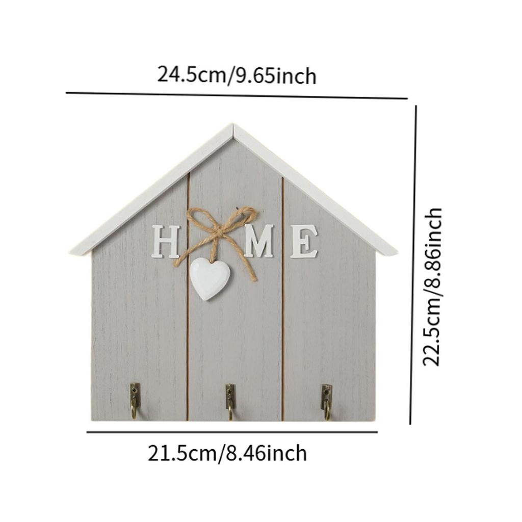 Wooden Key Holder Hat Rack 3 Hooks Wall Hanging Nordic Sturdy Rustic Wood Key