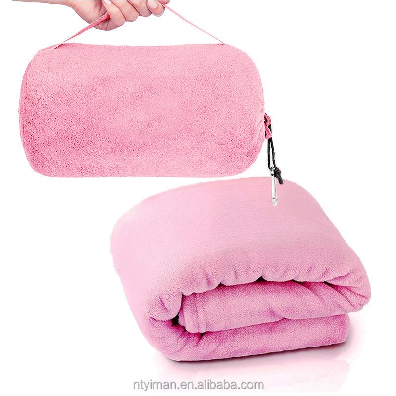 2 in 1 Multifunctional Travel Blanket, Lightweight and Warm, with Drawstring Storage Bag, Suitable for Aircraft and Camping