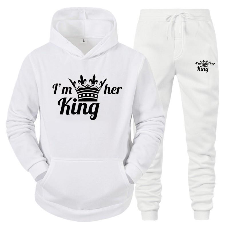 Unisex Hooded Sweatshirt Jogger Pants Set Casual Winter Outfit Cotton Blend Warm Tracksuit