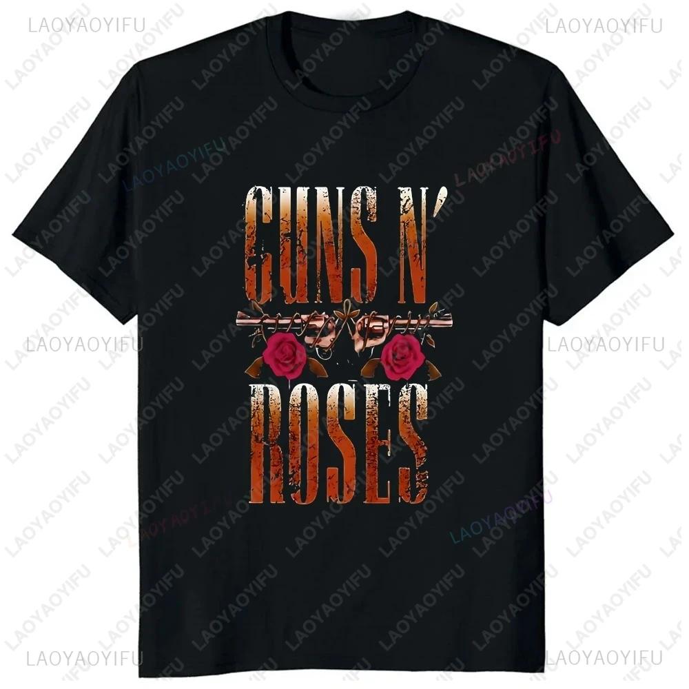 Retro Guns N Roses Loose Short Sleeve T-shirt Summer Trend Harajuku Short Sleeve Unisex Shirt Graphic Oversized T-shirt