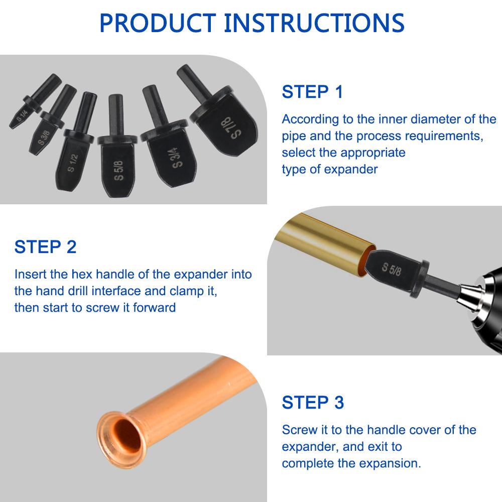 Расширитель труб, шестиугольный, 6 шт., инструмент для захвата металлической медной трубы с ручкой