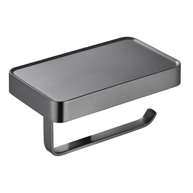 Modern Luxury Gunmetal Bathroom Towel Rack Set Flat Tube Hardware Suite Hotel Home Renovation