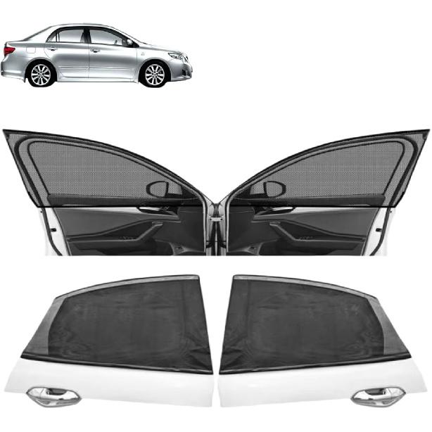 Cars Window Shades–4Pcs Breathable Mesh Sun Shade For Back & Side Windows, UV Protection For Baby, Family & Pets, Privacy Screen, Bug & Mosquito