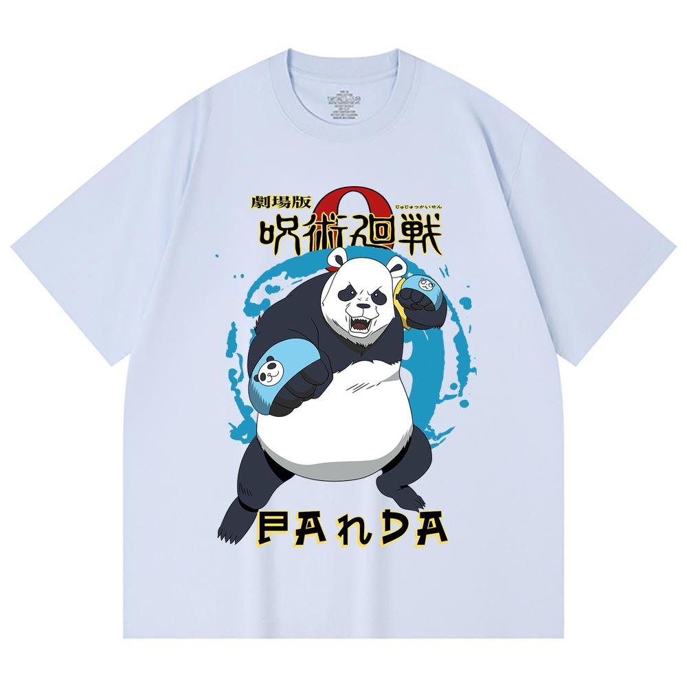 230 Gsm 100% Cotton Jujutsu Kaisen V62 Panda Print Unisex Heavy Cotton T Shirt