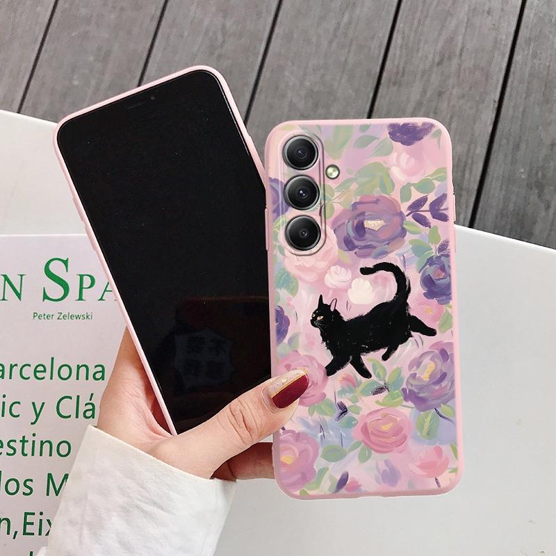 Чехол Graffiti Cat для iPhone Samsung A55 S24 FE S25 Xiaomi Redmi Note 13 Pro 14C Huawei Honor Realme, противоударный бампер для телефона, матовый чехол с защитой от царапин