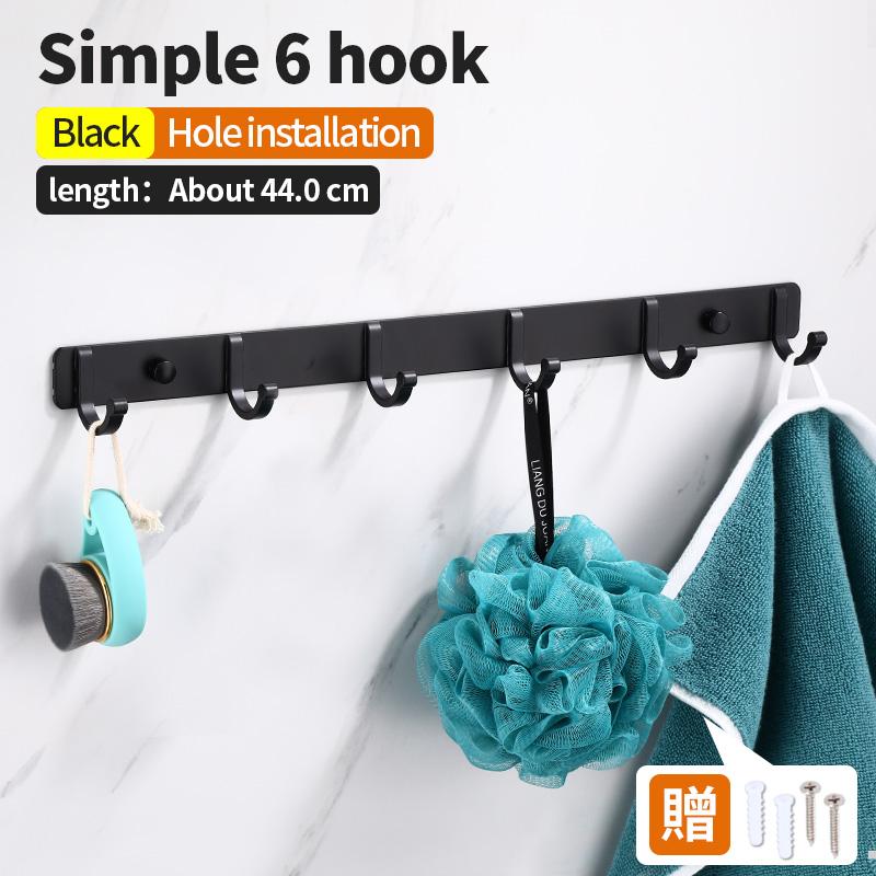 Черный крючок для халата для ванной комнаты, кухни, дома, настенный, креативный, для двери, пальто, одежды, полотенец, держатель для ключей, вешалка, хранение 3, 4, 5, 6 крючков