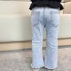 Джинсы для маленьких девочек, повседневные расклешенные брюки с эластичной талией, милые джинсовые джинсы, брюки-клеш с карманами, От 3 до 8 лет