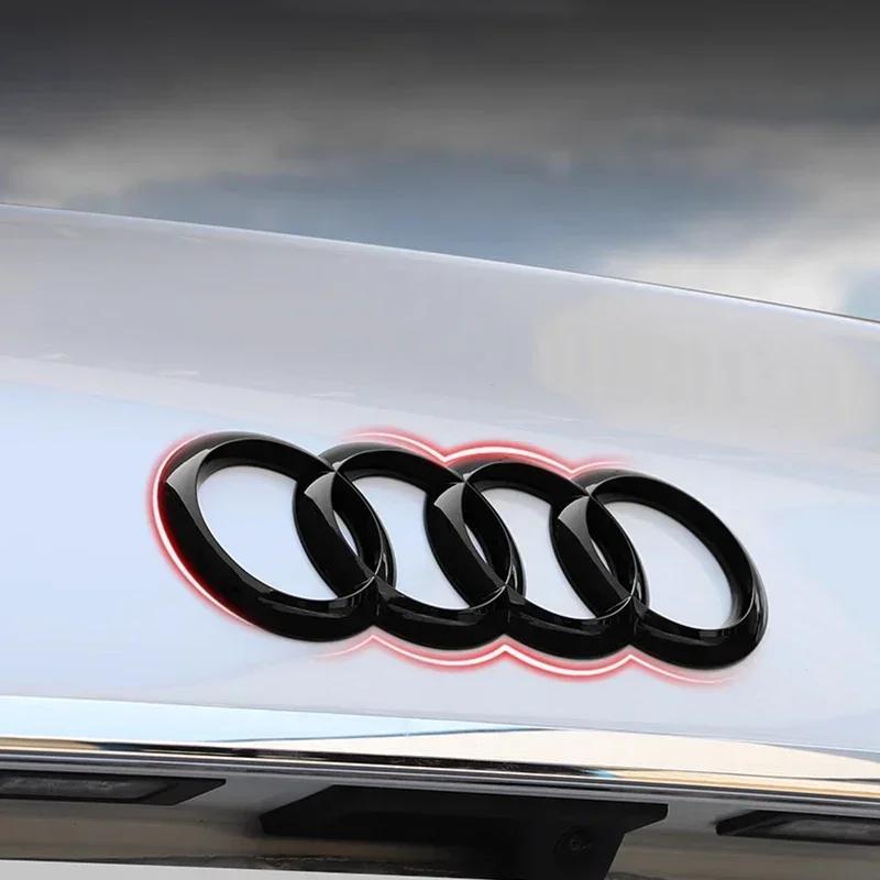 ABS Four Ring For Audi A3 A4 A5 A6 A7 A8 Q3 Q5 Q7 Q8 Car Accessories Car Logo Cover Front Grille Badge Rear Trunk Emblem Decal