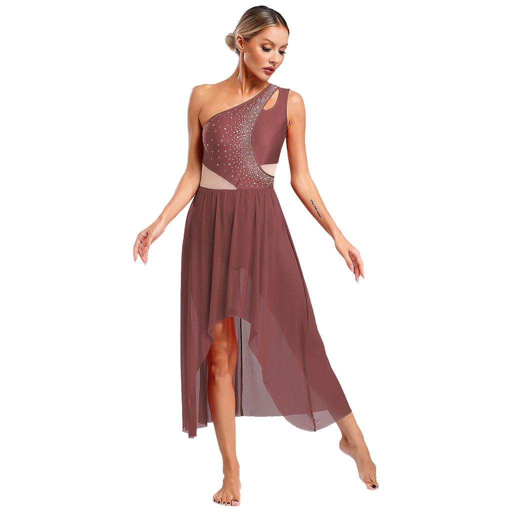 Женский безрукавный стразы сетчатый современный лирический танцевальный купальник платье балет гимнастика катание на коньках сценическое выступление танцевальная одежда