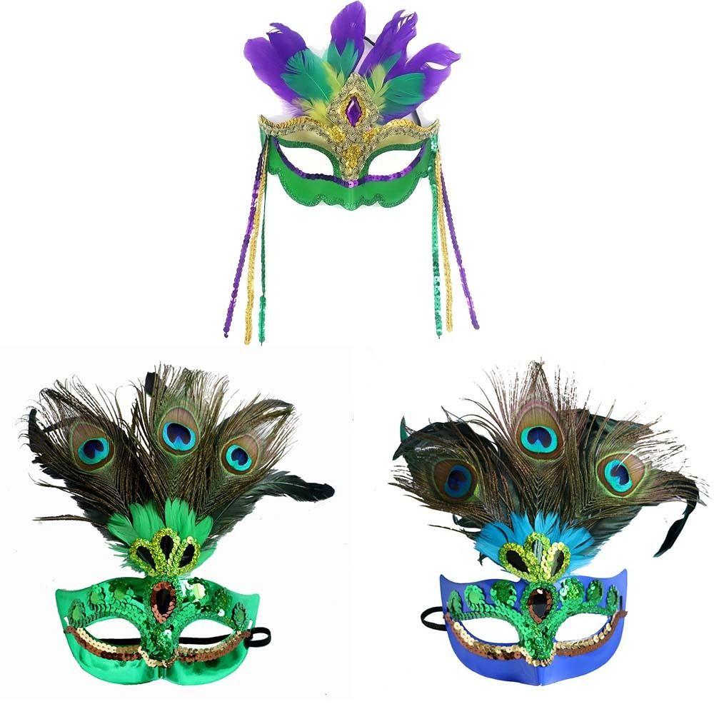 Party Supplies Carnival Mask Makeup Venice Masquerade Masks Queen Peacock Feather Mask Women