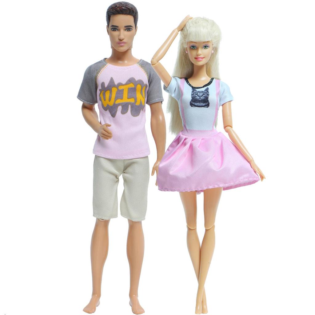 2 комплекта нарядов для пар Кена для кукол Барби, аксессуары для кукол, платье, костюм, футболка, шорты, 1/6, 30 см, кукольный домик(НЕТ КУКЛ)
