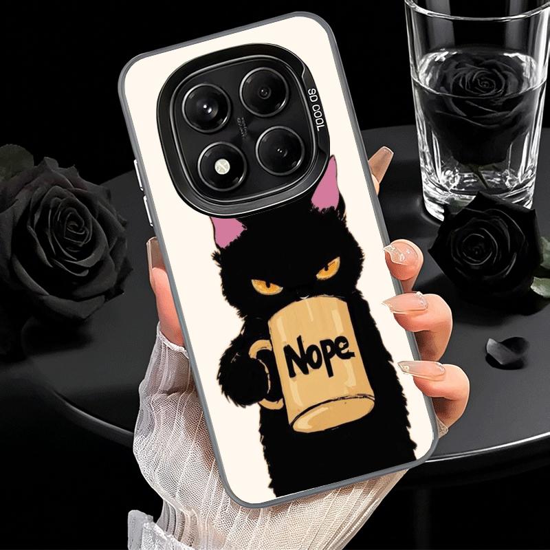 Черный Кот Мультяшный Милый Мягкий Чехол для Телефона для Samsung Galaxy S24 S25 FE S26 Edge S23 Ultra S22 Plus S21 + Ударопрочный Чехол Задняя Сторона