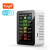 Tuya WIFI 7в1 Тестер качества воздуха HCHO CO CO2 PM2.5 PM10 TVOC AQI Время тестирования Отображение даты Анализатор воздуха Детектор углекислого газа