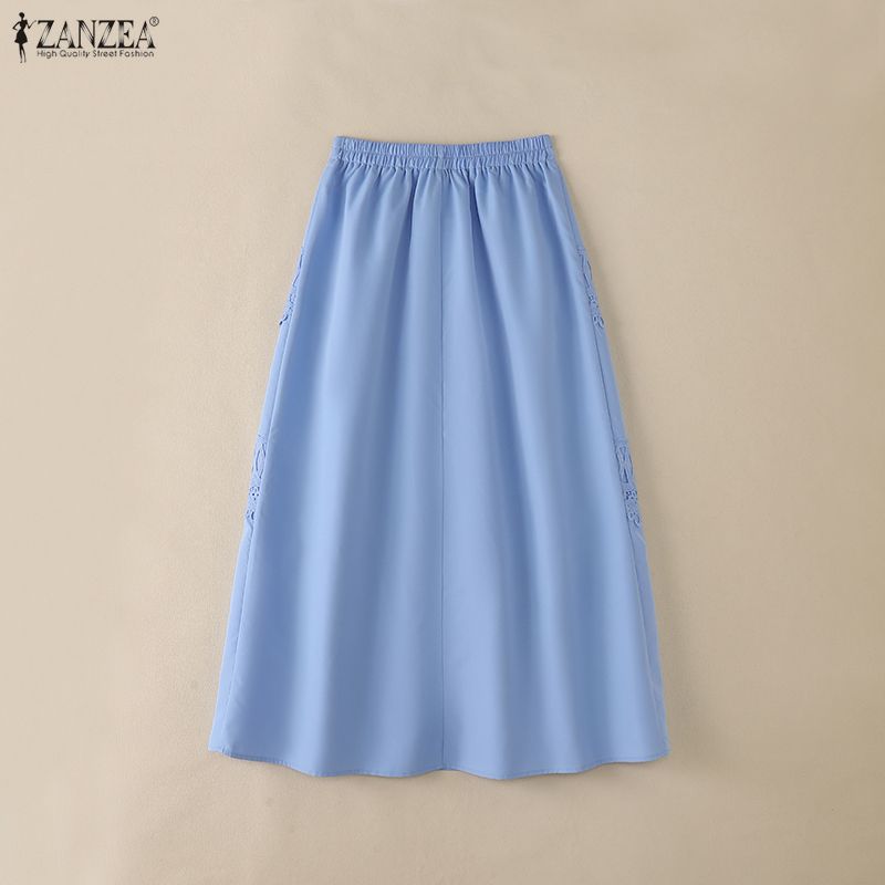 ZANZEA Женские повседневные свободные праздничные длинные юбки с эластичной талией