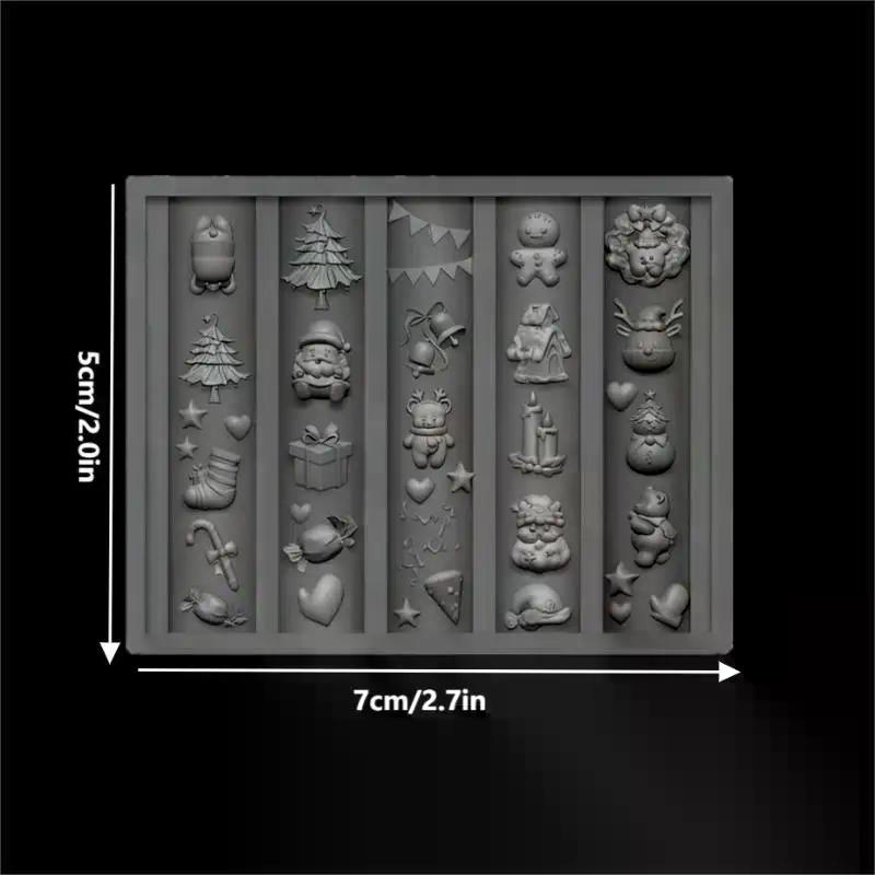 Рождественские 3D силиконовые формы для ногтей - Снеговик, Елка, Олень, Пряничный человечек, DIY украшения для маникюра для салона, домашнего нейл-арта