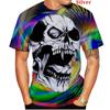 Men's Spring/Summer Fashion Funny Gothic Skull 3D Printed T Shirt Black Round Neck Short Sleeve Tops XXS-6XL