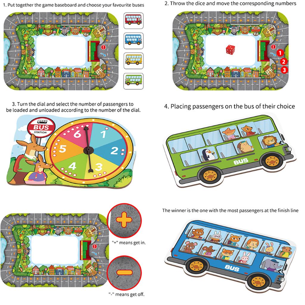 New Bus Stop, Children's Tabletop Game Chess, Puzzle Parent-child Interaction, Early Education Enlightenment Puzzle Toys